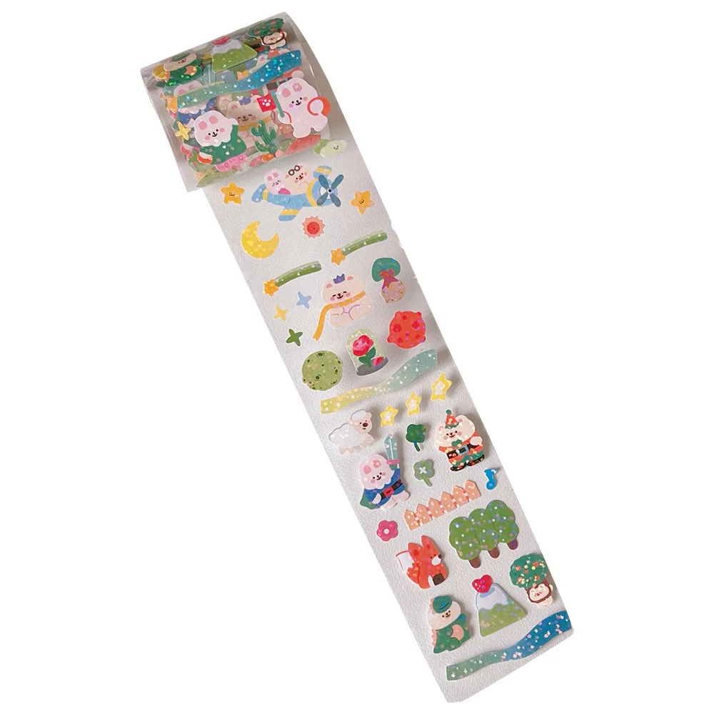 Cute Cartoon Tape Student Decoration Small Pattern Transparent Waterproof Hand Account Sticker Set 3mx5cm