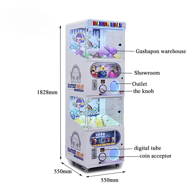 For Original Gashapon Machine Manufacturer Customs Gacha Double Capsule Vending Machine with Ticket Receiver