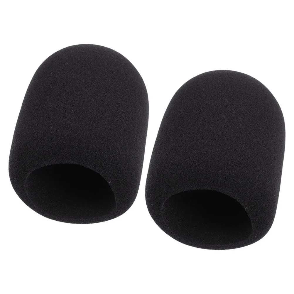 

2 Pcs Microphone Sponge Cover Protectors Black KTV Supplies Windshield Hanger Moistureproof Spray Proof Thickened Covers