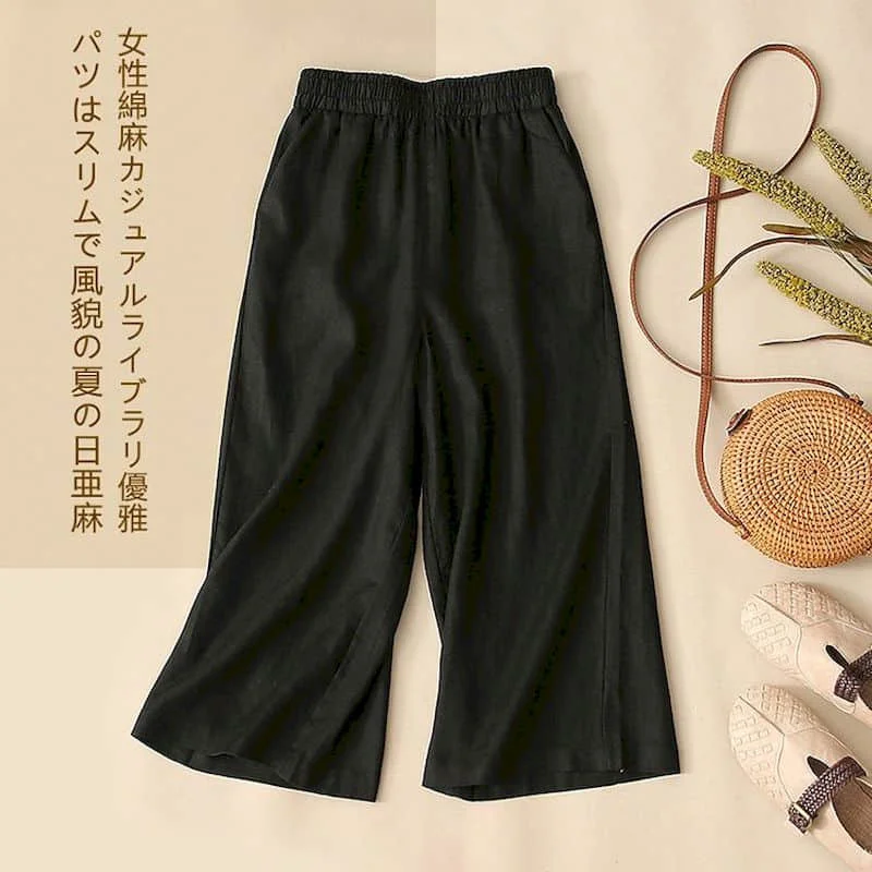 

Straight Pants for Women Minimalism Summer Sale Korean Style Elastic Waist Flowing Trousers Wide Leg Pants Casual Women Clothing