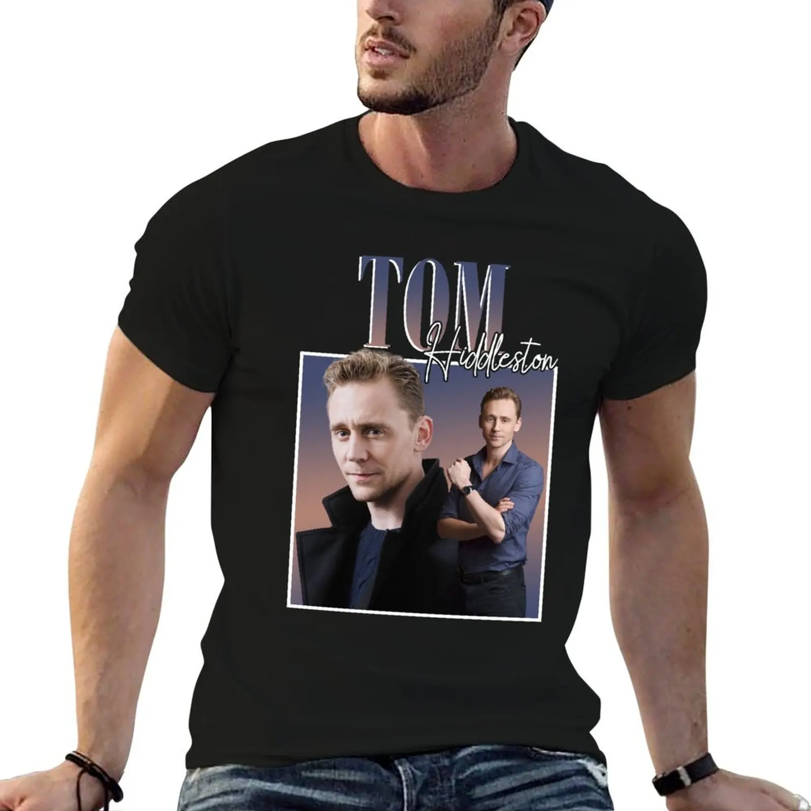 

Винтажная футболка Tom Hiddleston Signature в стиле ретро, мужские хлопковые мягкие мужские футболки для мужчин, футболка