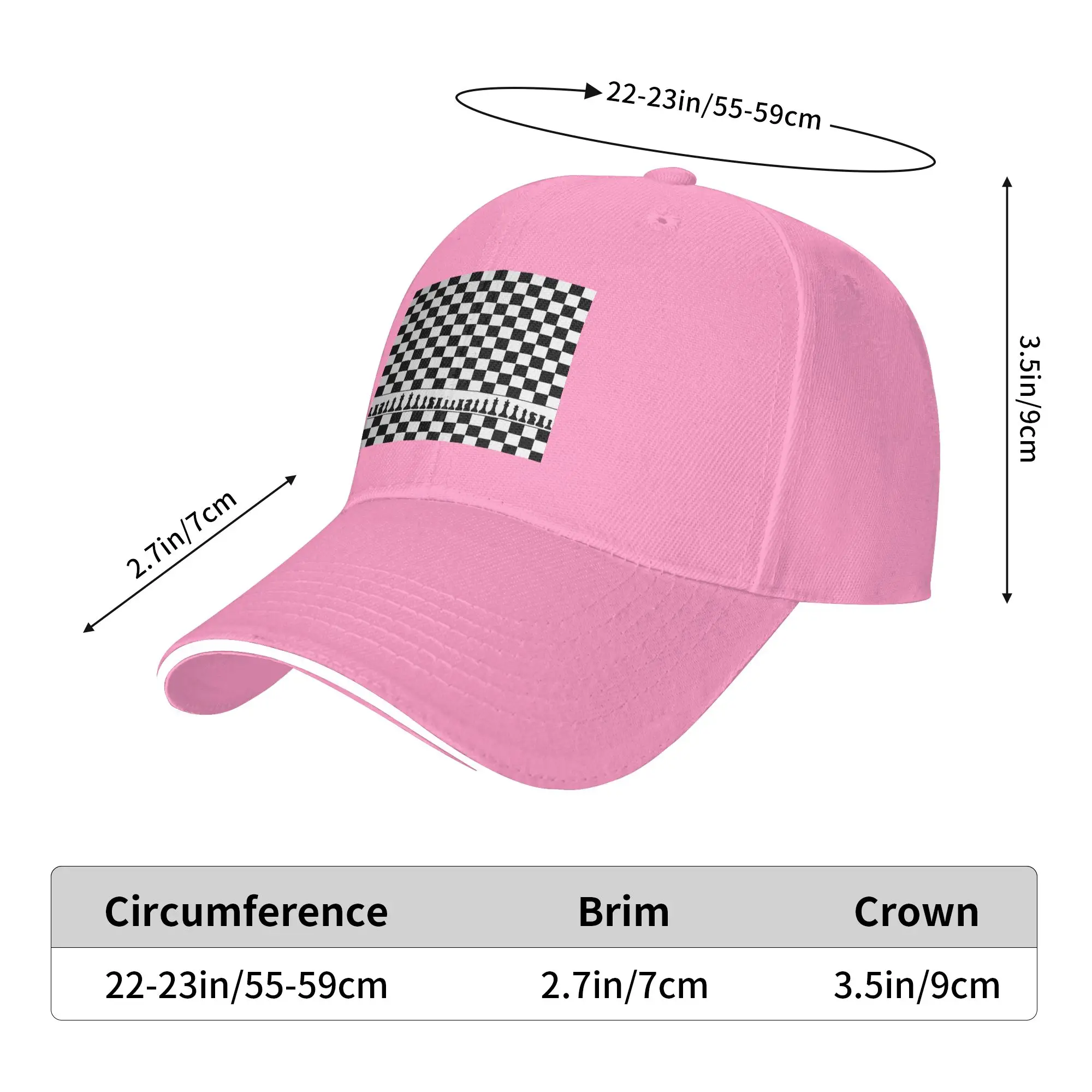 Chess Board Black and White Grid Checkered Cap Baseball Caps Adjustable Hat Hip Hop Summer Unisex Baseball Hats Customizable