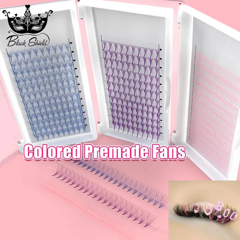 6D/10D Pointy Base Premade Volume Lash Fans Colored Manga Lash Extensions Brown Blue Purple 0.07D C/D Curl Mixed Length