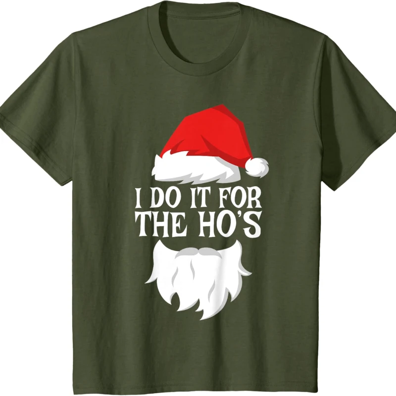 

Футболка I Do It for The Ho's, рождественская рубашка Санта-Клауса, хлопковая футболка с коротким рукавом и круглым вырезом, всесезонные футболки с графикой, одежда Y2k