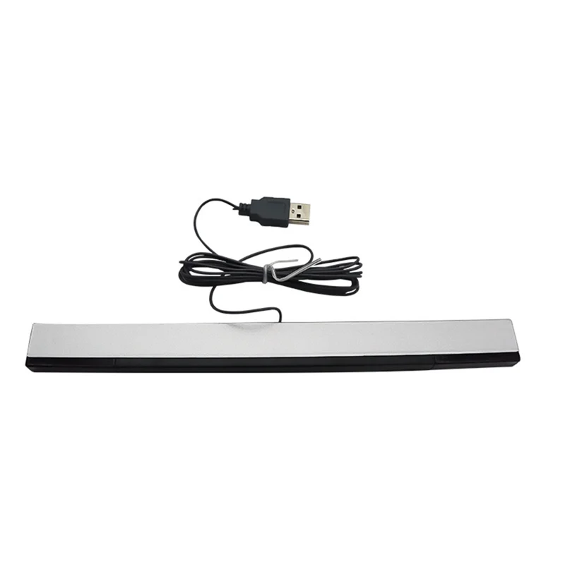สําหรับ Wii Sensor Bar Silver Sensor Bar พลาสติก Sensor Bar เครื่องรับสัญญาณแบบมีสาย IR สัญญาณ Ray ปลั๊ก USB สําหรับ Nitendo Remote-Y4