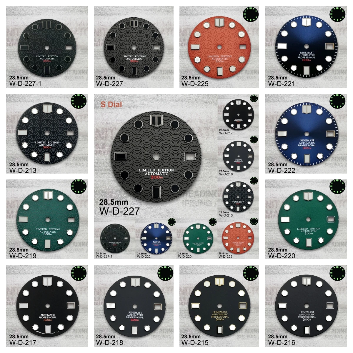 

28.5mm S Logo Scale Dial Fit NH35/NH36/4R/7S Movement Green Luminous High Quality Watch Modification Accessories