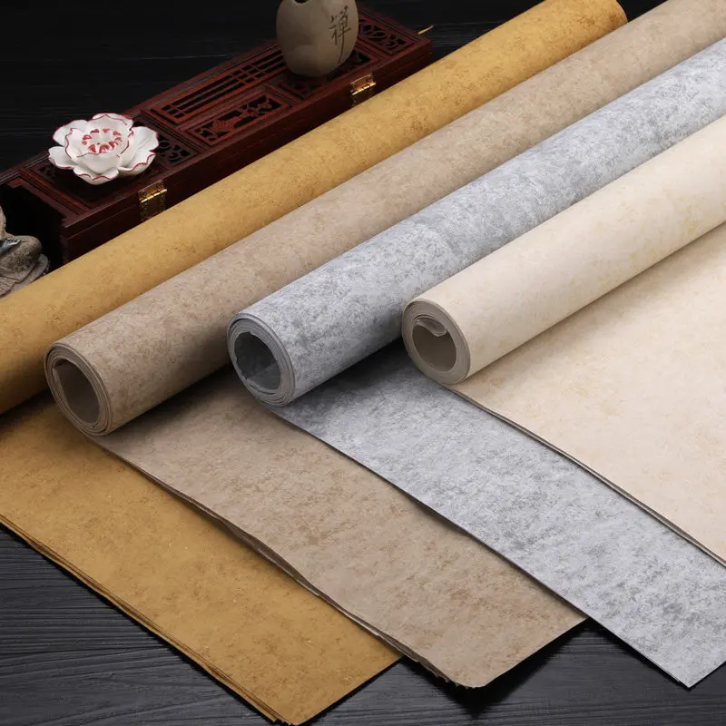 Half-raw Rice Paper Wax Dye Antique Vintage Texture Xuan Paper Sumi Art Traditional Chinese Brush Calligraphy Writing Creation