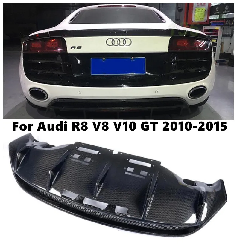 

REAL CARBON FIBER REAR BUMPER TRUNK LIP SPOILER DIFFUSER For Audi R8 V8 V10 GT 2010 2011 2012 2013 2014 2015