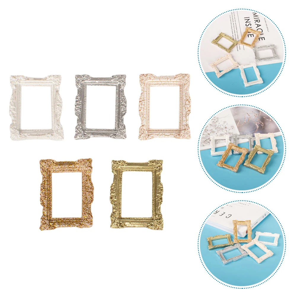 

5 Pcs Mini Photo Frame Simulation Picture Model Resin Micro Decoration Miniature