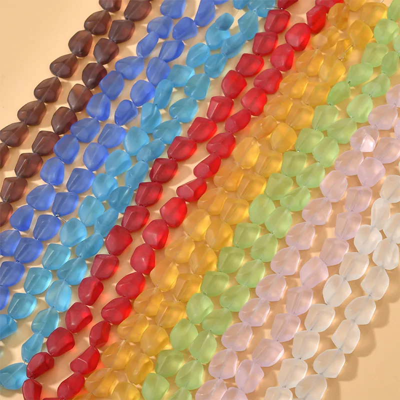 10pcs/lot 11x15MM Colorful Frosted Irregular Shape Glass Beads For Jewelry Making DIY Bracelet Earring DIY Fashion Accessories