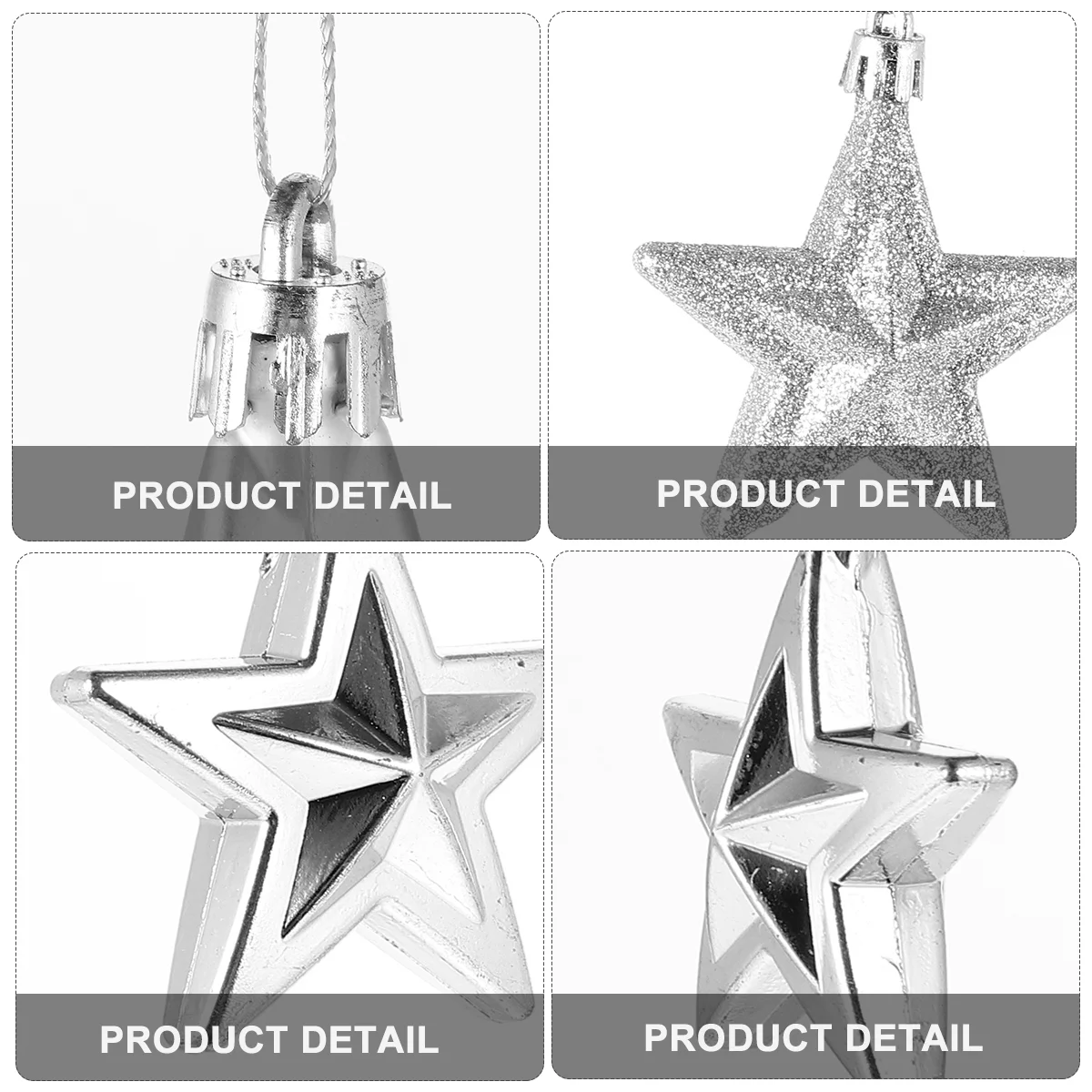 18 Pcs Toppers Christmas Tree Decorations 7cm Three-dimensional Five-pointed Star Hanging