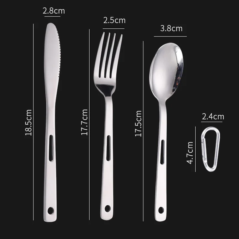 50Set/Lot Stainless Steel Spoon Fork Knife Set Camping Tableware Ultralight Travel Tourist Outdoor Cookware Wholesale