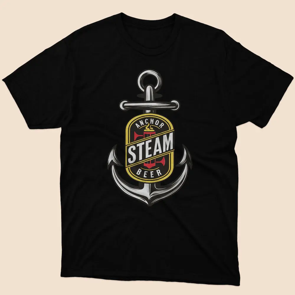 NWT Anchor Steam Beer Essential Classic Black T shirt Size S to 5XL  High Quality 100%Cotton Short Sleeve