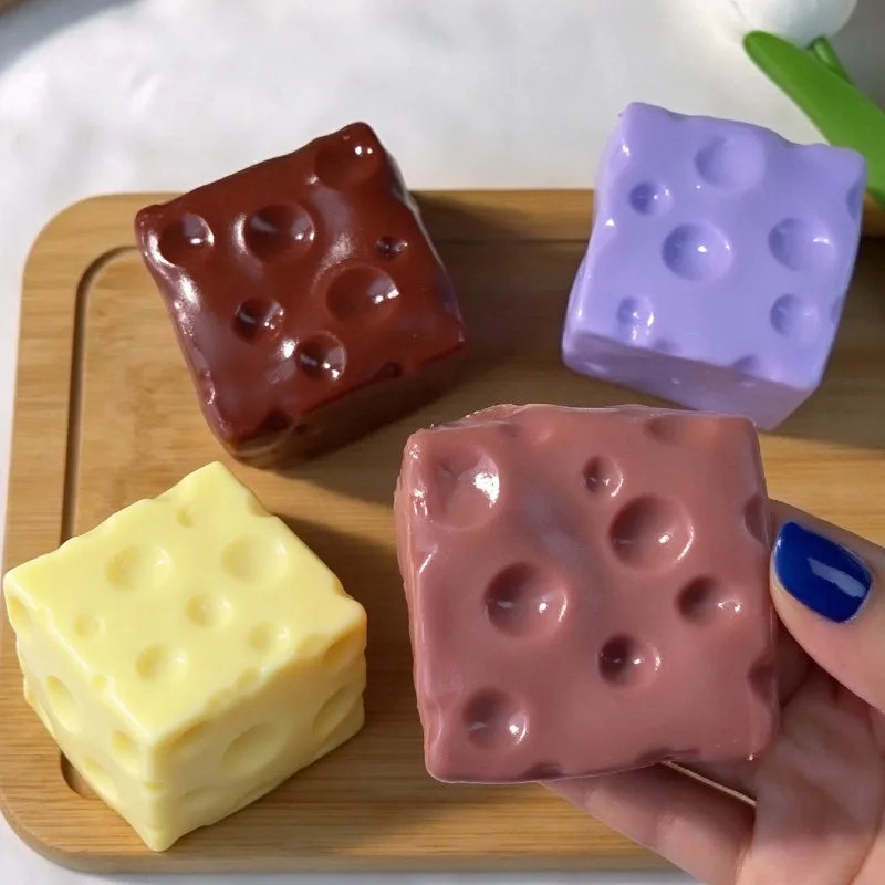 Moldable Coconut Oil Butter Cheese Squishy Blind Box Handmade Cheese Stress Ball Non-Rebound Squeeze Fidget Toy X-mas Gift