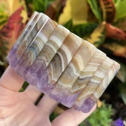 New Natural Stone Amethyst Mixed Agate Large Rectangular Aurora Thirteen Bracelet for Men and Women Fashion Charm Christmas Gift