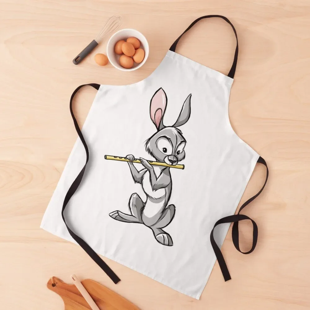 

Rabbit playing the flute | blue Apron Chef Uniform For Men bib Kids Apron