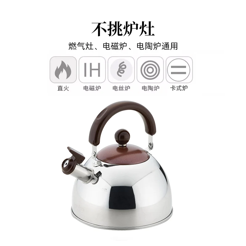 Fischio vecchio stile a gas con fiamma aperta, bollitore in acciaio inossidabile 304, fornello a induzione per uso alimentare per uso domestico