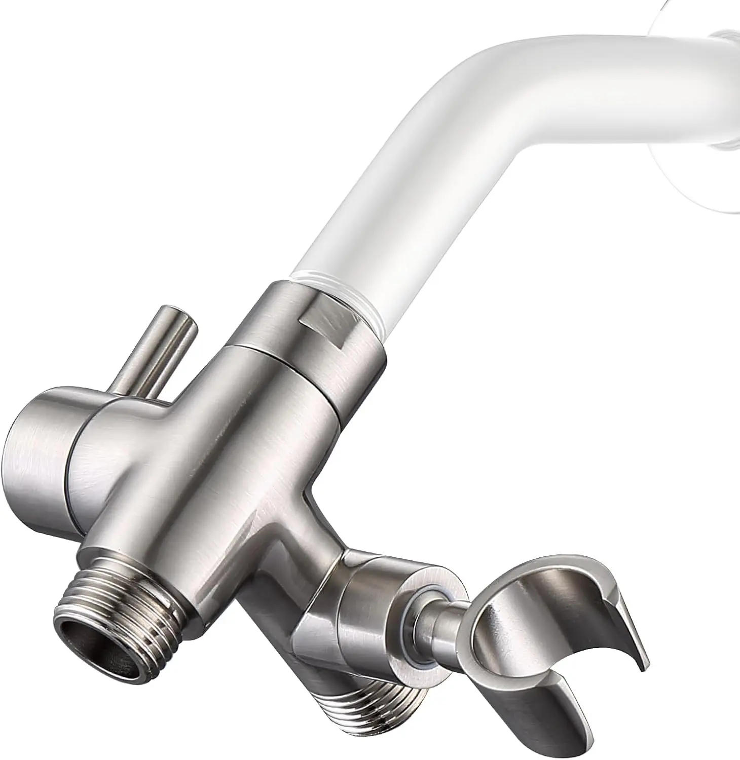 

Solid Metal 3-Way Shower Diverter with Holder, G1/2 Universal, Brushed Nickel