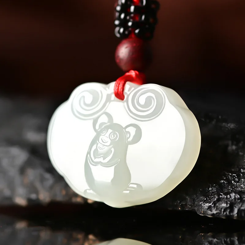 Hetian Jade Zodiac Pendants: Rat, Ox, Tiger, Rabbit,, Snake, Horse, Sheep, Monkey, Chicken, Dog, Pig, Peace Lock Men