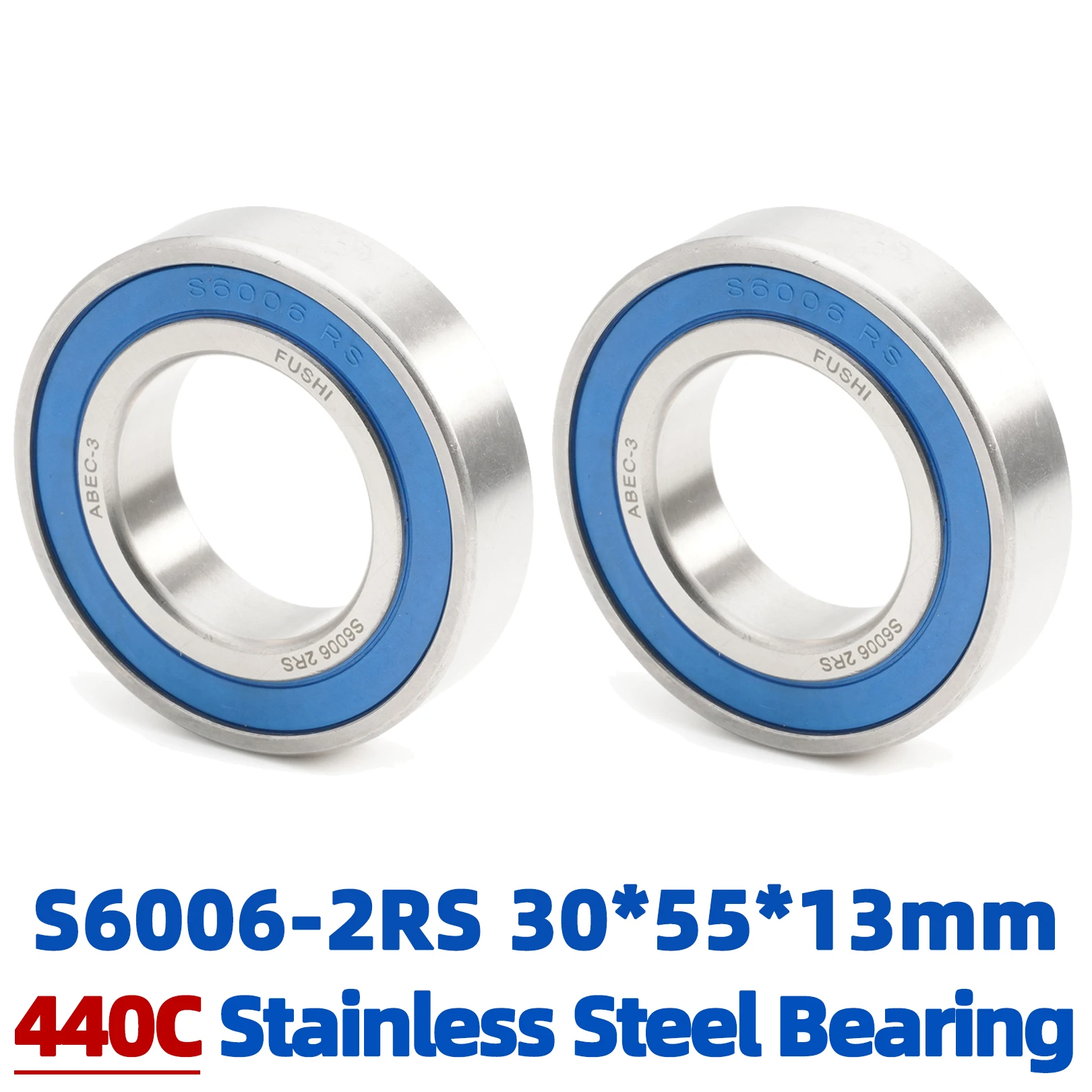 S6006RS Bearing 30*55*13 mm ( 2 PCS ) ABEC-3 440C Stainless Steel S 6006RS Ball Bearings 6006 Stainless Steel Ball Bearing