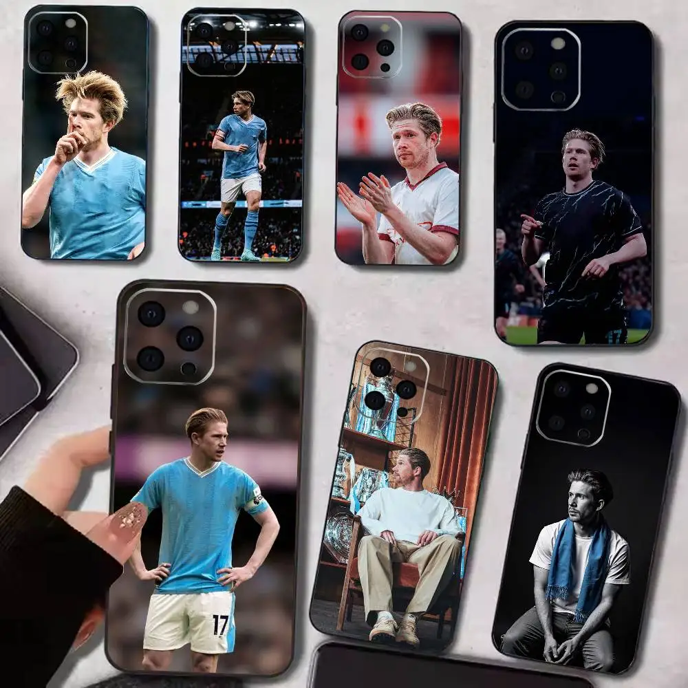 Capa de Silicone Macia do Craque de Futebol Kevin De Bruyne para iPhone 17 16 15 14 13 12 11 X XR Plus Pro Max Plus