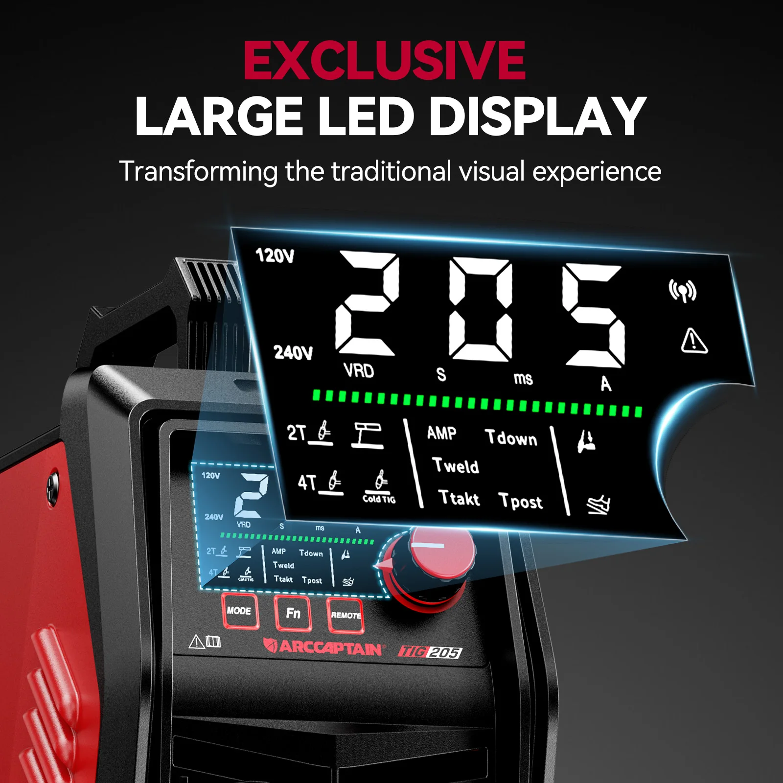 ARCCAPTAIN TIG205 Pro Welder, 5 IN 1 Welding Machine 120V/240V