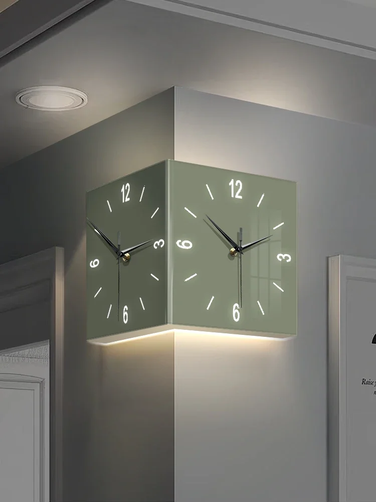 

Clock double-sided wall home living room creative minimalist modern corner luminous wall lamp painting