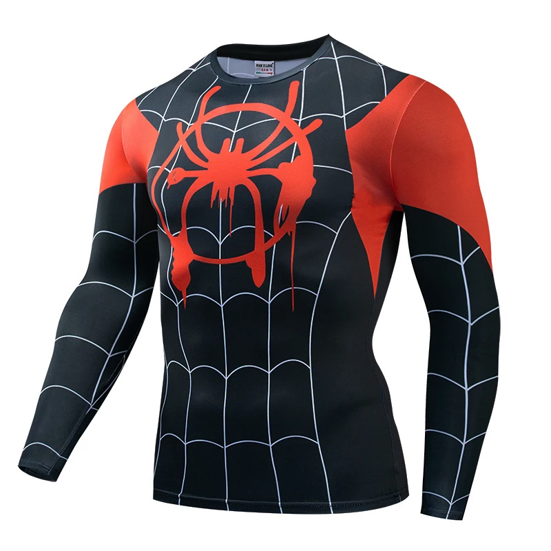 Fashion 3D Spider Pattern Men's T Shirt Casual O-neck Long Sleeve T-shirts Outdoor Run Fitness Sports Tops Autumn Loose Pullover