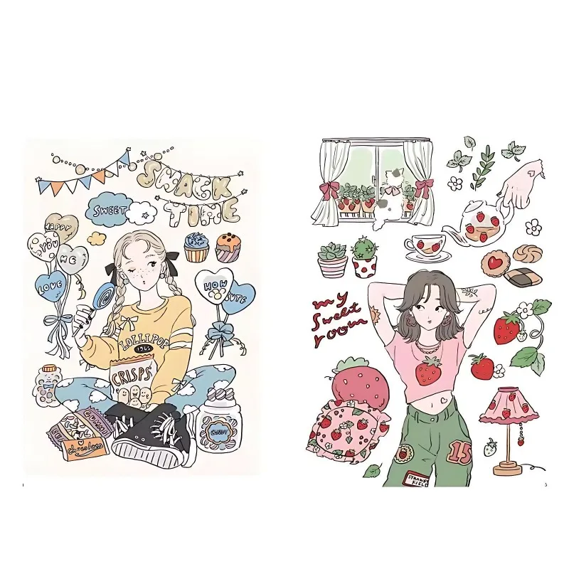 كتاب تلوين الموضة اليابانية الأصلية كتاب تلوين توضيحي عصري ولطيف