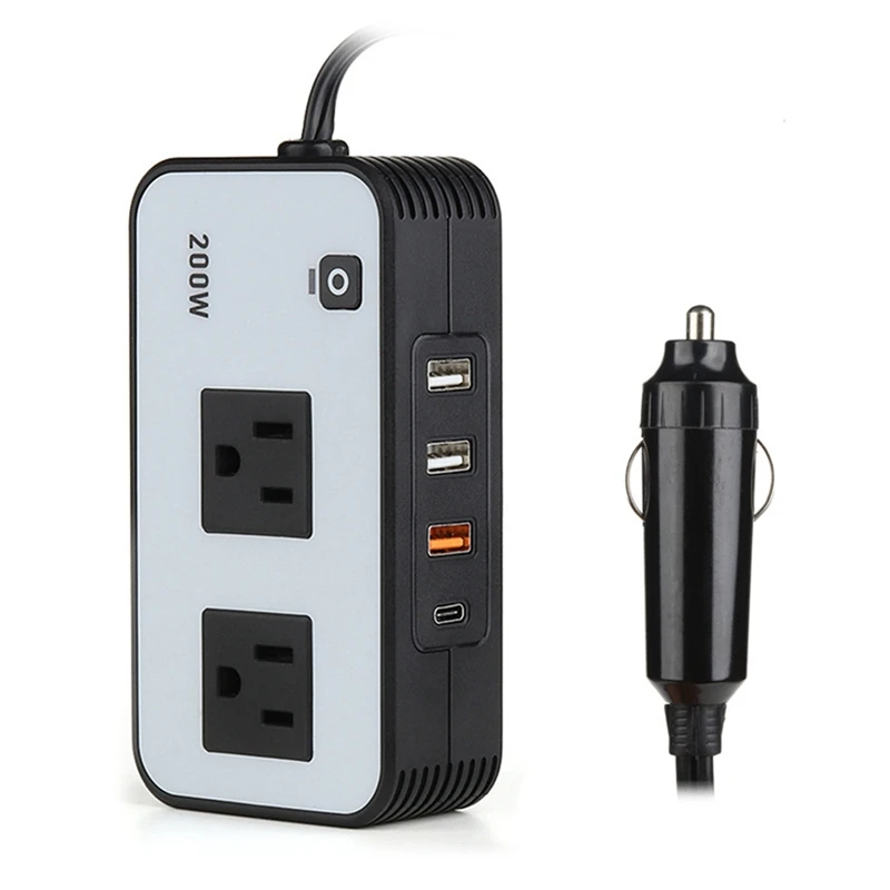 

Inverter 200W Car Power Inverter DC 12V To 110V AC Car Plug Adapter Socket With USB Fast Charger 2.4A USB/Laptop Car Charger