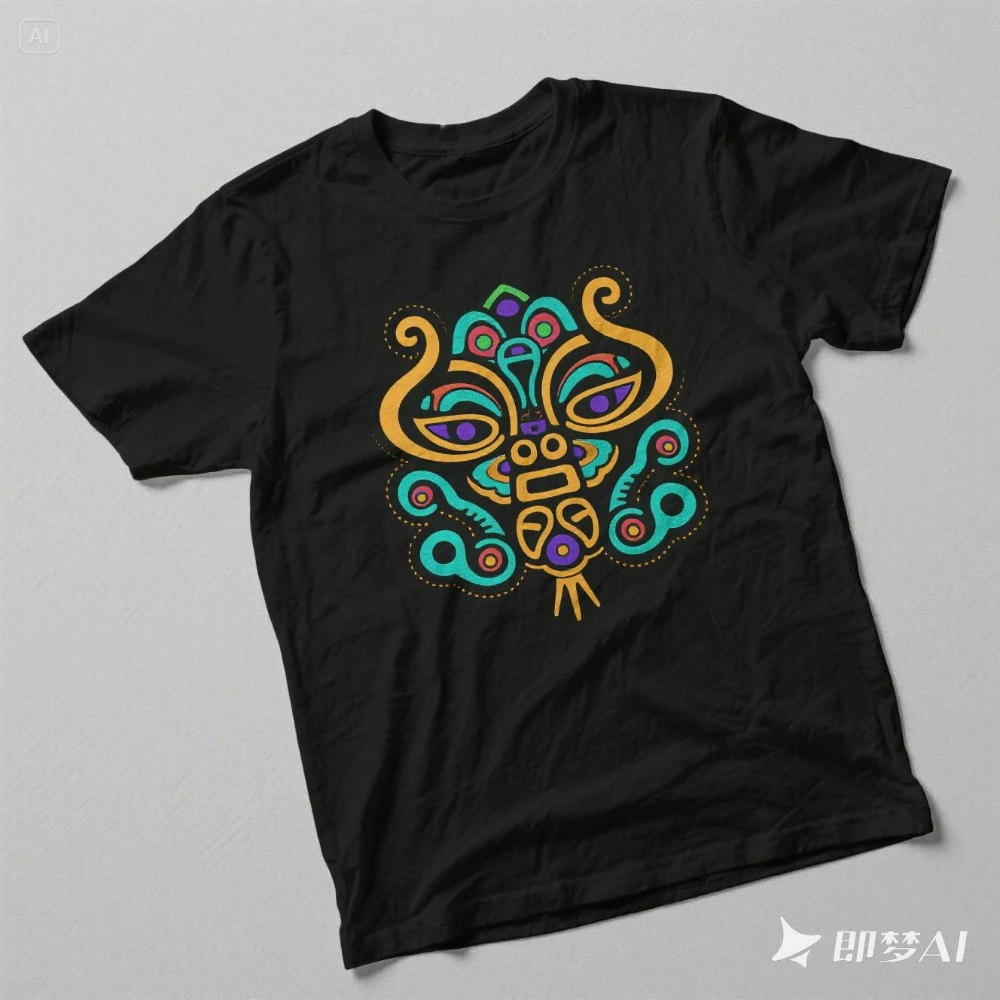 

Creative Design Visionary & Psychedelic Totems Graphic Printed T-Shirt. Summer Cotton Short Sleeve O-Neck Mens T Shirt S-3XL