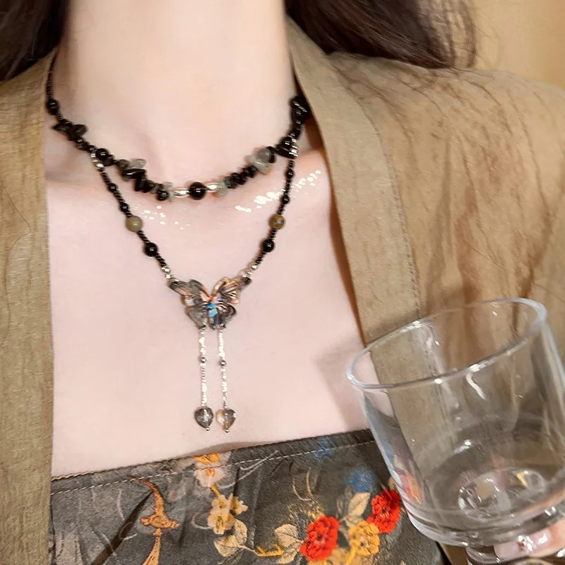 1Pcs Colorful Beads Choker Necklace Bohemia Handmade Butterfly Necklace For Women Trend Punk Collar Hippie Jewelry