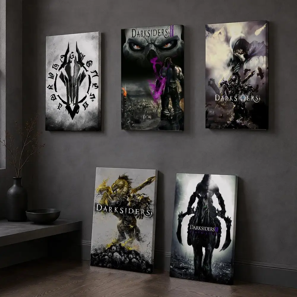 Game D-Darksiders Framed Wall Painting Wood Framed Canvas Poster HD Wall Art For Bedroom Hallway Bar Office Home Decor