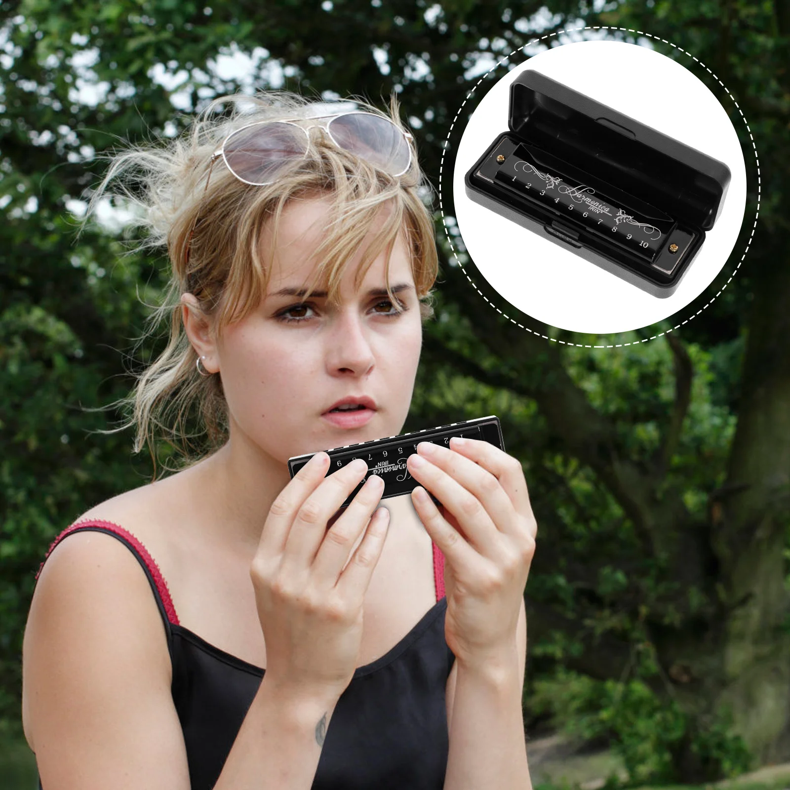 Harmonica Key Musical Instruments Case Wind Professional for Kids 10 Holes 20 Tones Portable Student Free Shipping