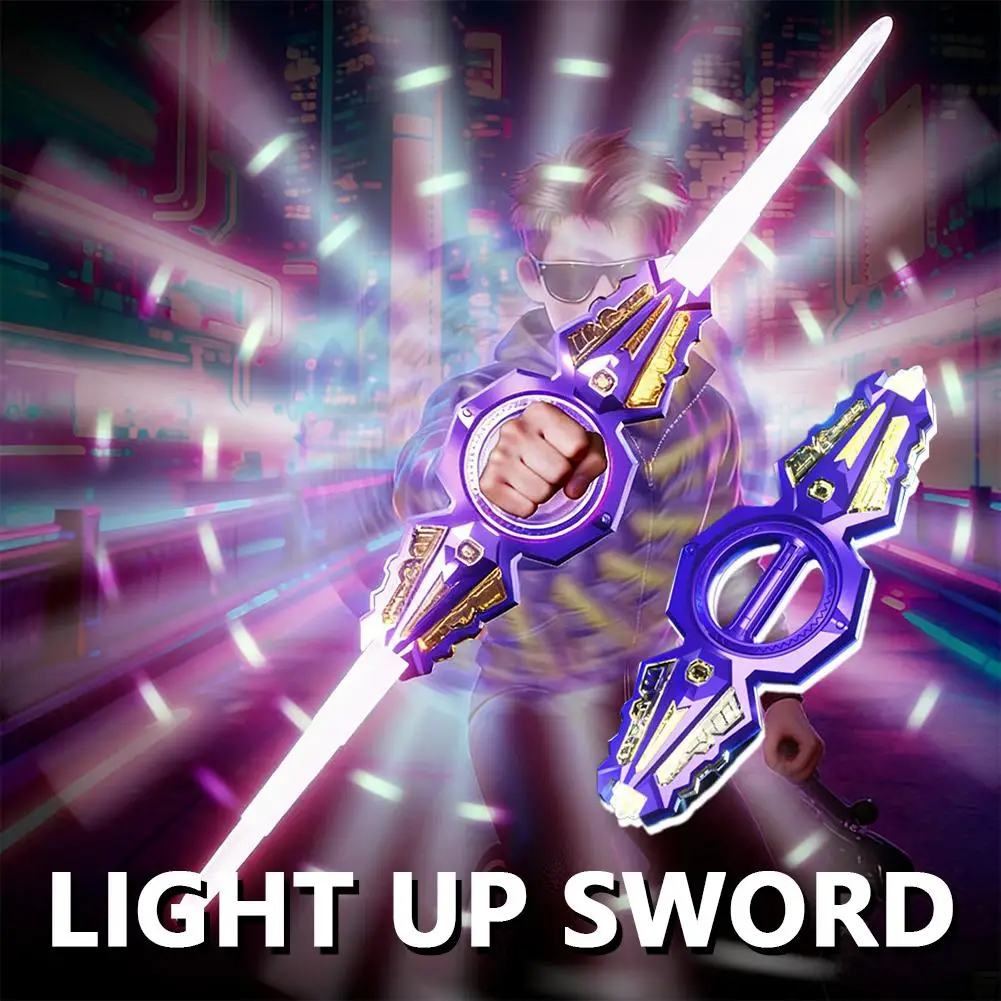 Double-Edged Lightsaber with 360° Rotating Blade 7 Colors RGB Light Up Sword for Kids Retractable Laser Sword Gift for Boys Girl