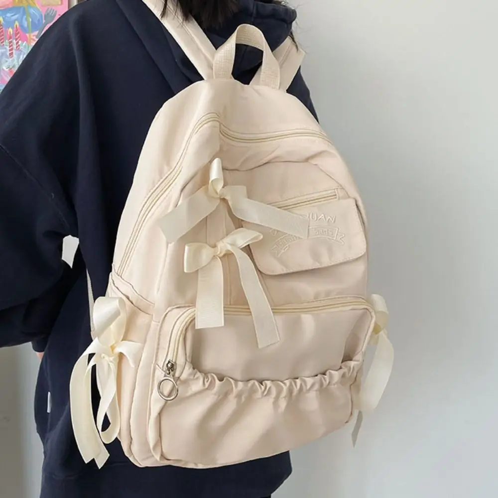 Fashion Canvas Bow Backpack College Style Large Capacity Students School Bag Harajuku Storage Bag Canvas Shoulders Bag Outdoor