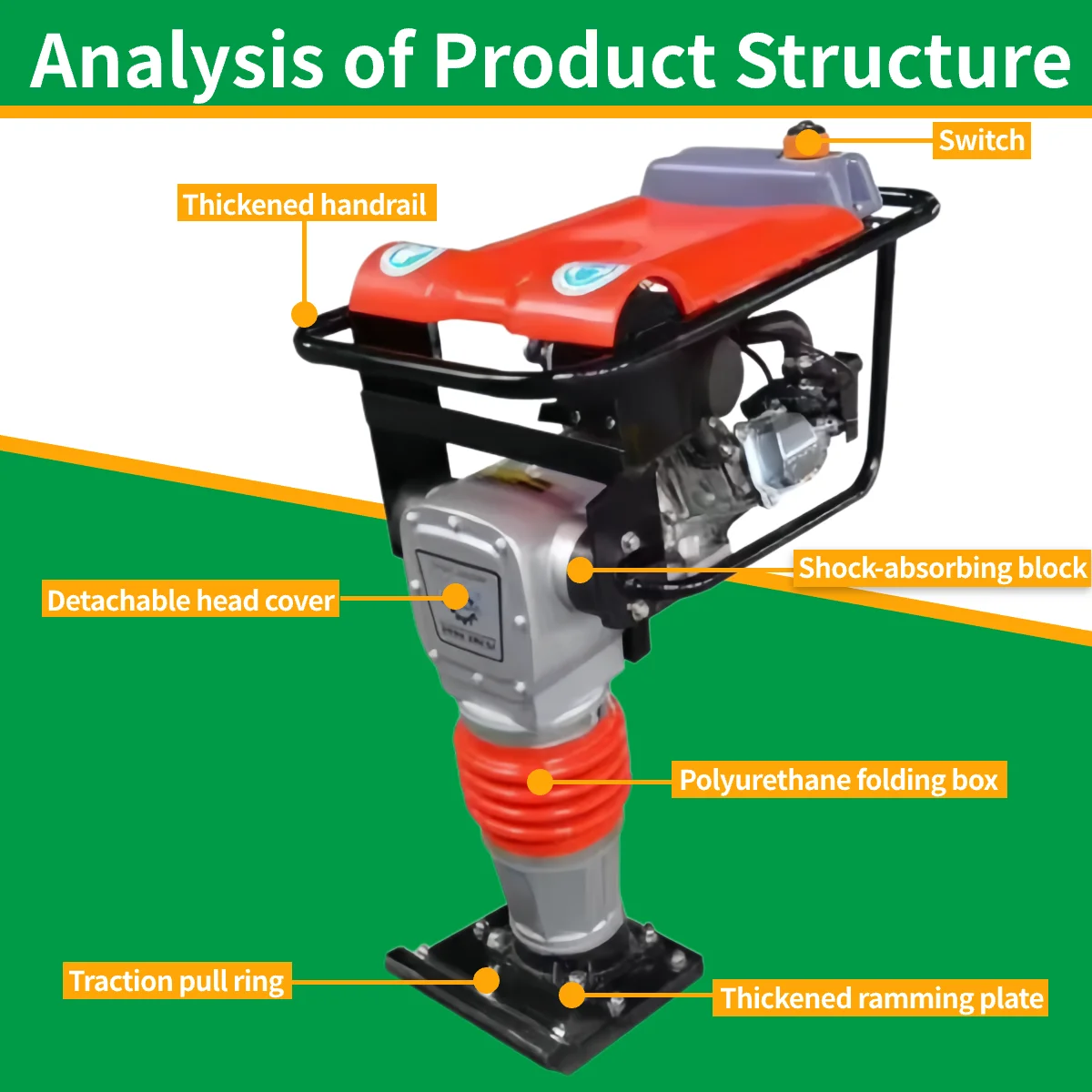 Handheld Sand Compactor Machine Vibrating Tamping Hammer With Core Motor Efficient Sand Rammer Tool