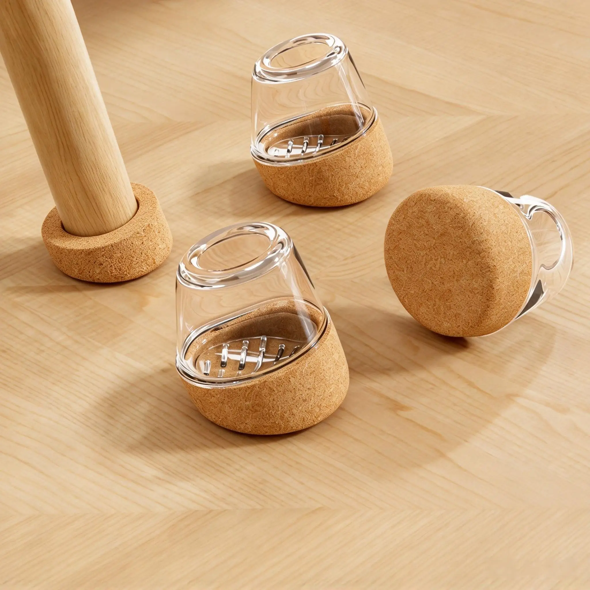 4pcs Silicone Chair Leg Caps with Felt Pad, 15-25° Slanted Non Slip Furniture Floor Protectors for Hardwood Floors
