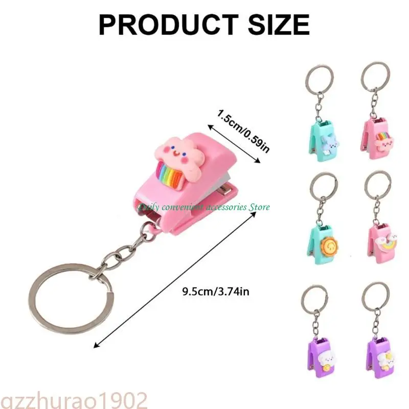97QB 6 PCS/SET SMITHED STAPLER SMATE CARONING STAPLER SHINCAINS Animal Keyring Stapler
