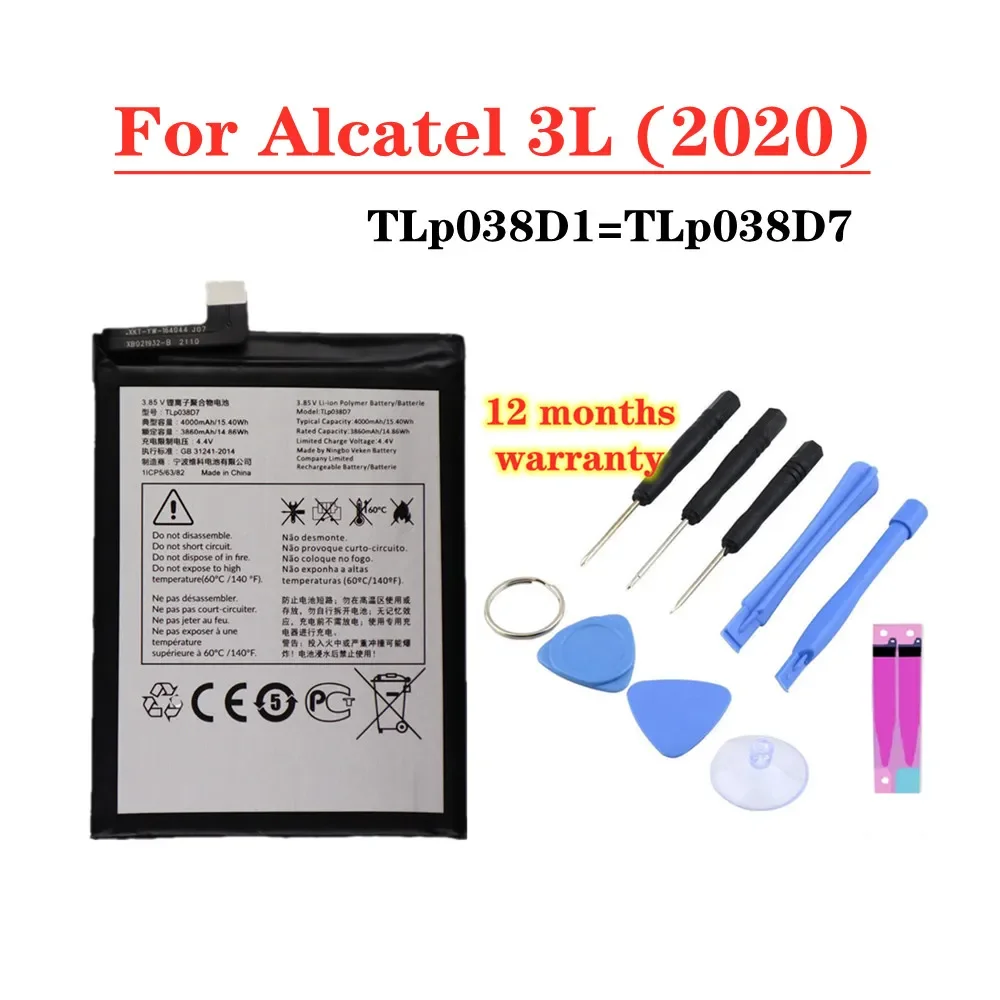 Baterai TLP038D7 TLP038D1 Baru 4000MAh untuk Baterai Ponsel Alcatel 3L 2020 5029D