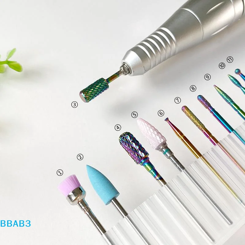 【B】11 Pz/scatola Set di punte per trapano per unghie in ceramica professionale Punta per lima per unghie per manicure elettrica per unghie e cuticole in gel acrilico
