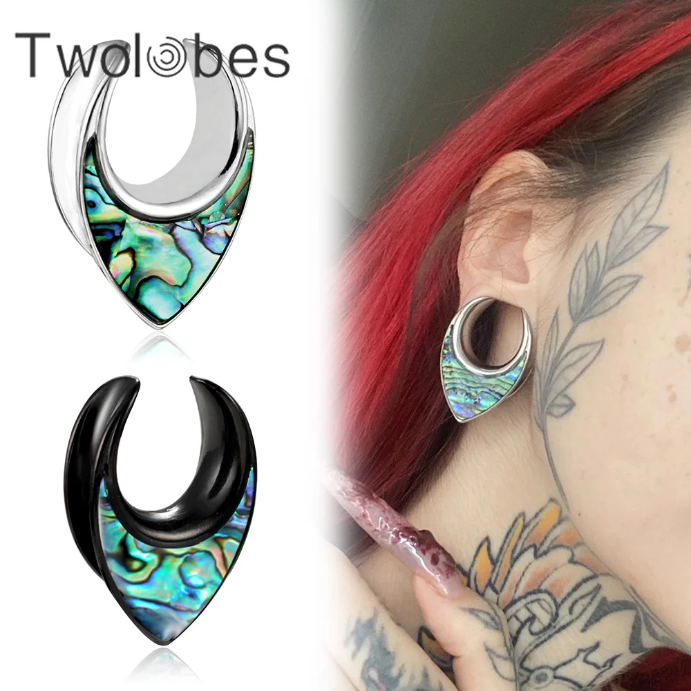 Twolobes 2PCS Naturalne muszle Tunelki pod siodło Wtyczki Nosze Moda Piercing Biżuteria damska Kolczyki Expander