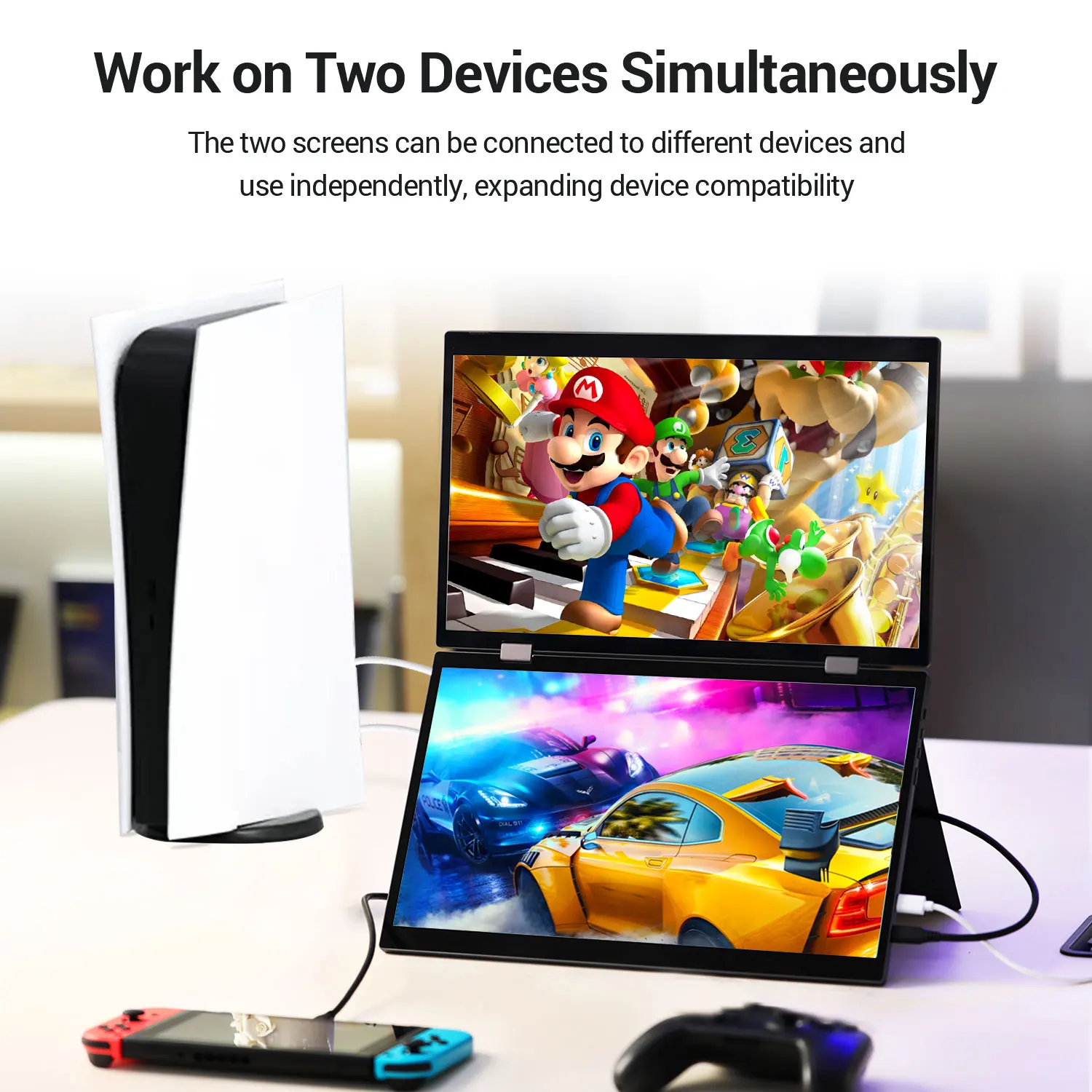 شاشة محمولة 15.6 بوصة شاشة مزدوجة 1080P IPS شاشة ثانية خارجية لأجهزة الكمبيوتر المحمول Mac Switch2 Xbox PS4/5 Xbox Ship من الولايات المتحدة
