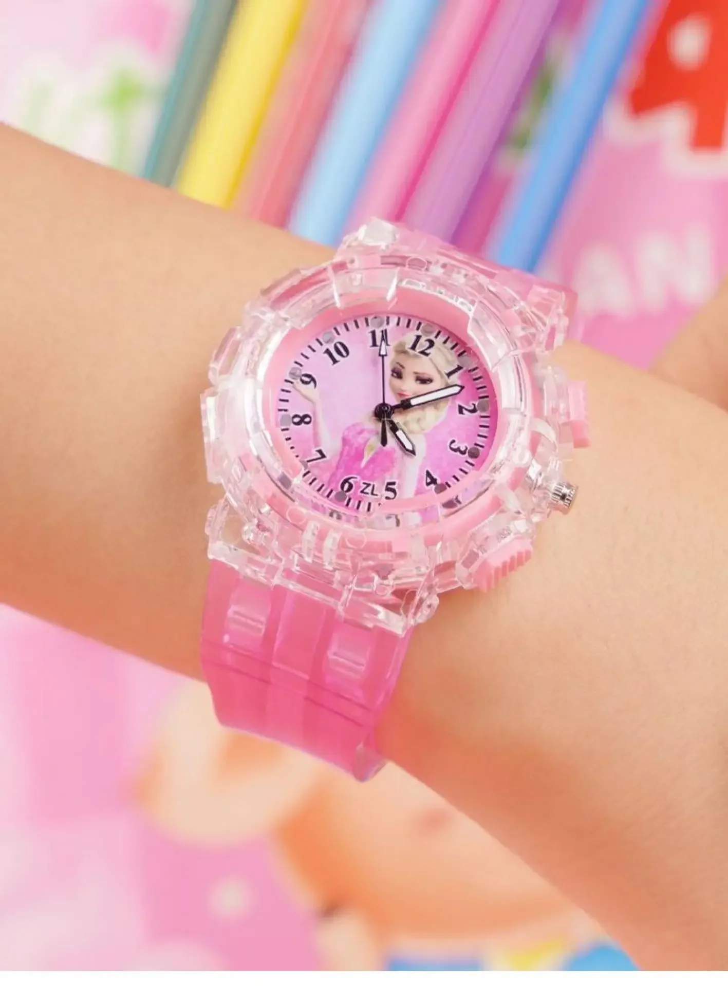 Disney Frozen Cartoon Children Watches Toy Flash Waterproof Sports Watch for Kids Girls Boy Quartz Wristwatch Child Clock Gifts