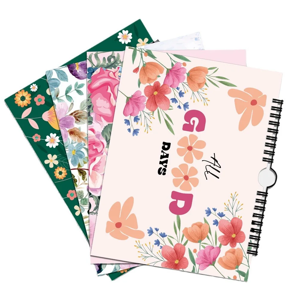 New Notebook Flower Themed Motivational 12-month English Plan Book Notebook Diary Binder Office School Supplies Ring Binder