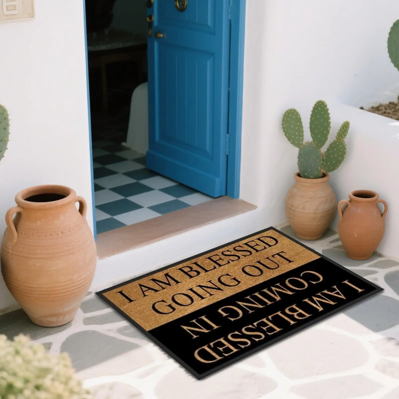 

Anti-Slip Welcome Doormat with Greeting Message Indoor Entryway Rug, Garden Patio Kitchen Porch Apartment Garage Mat