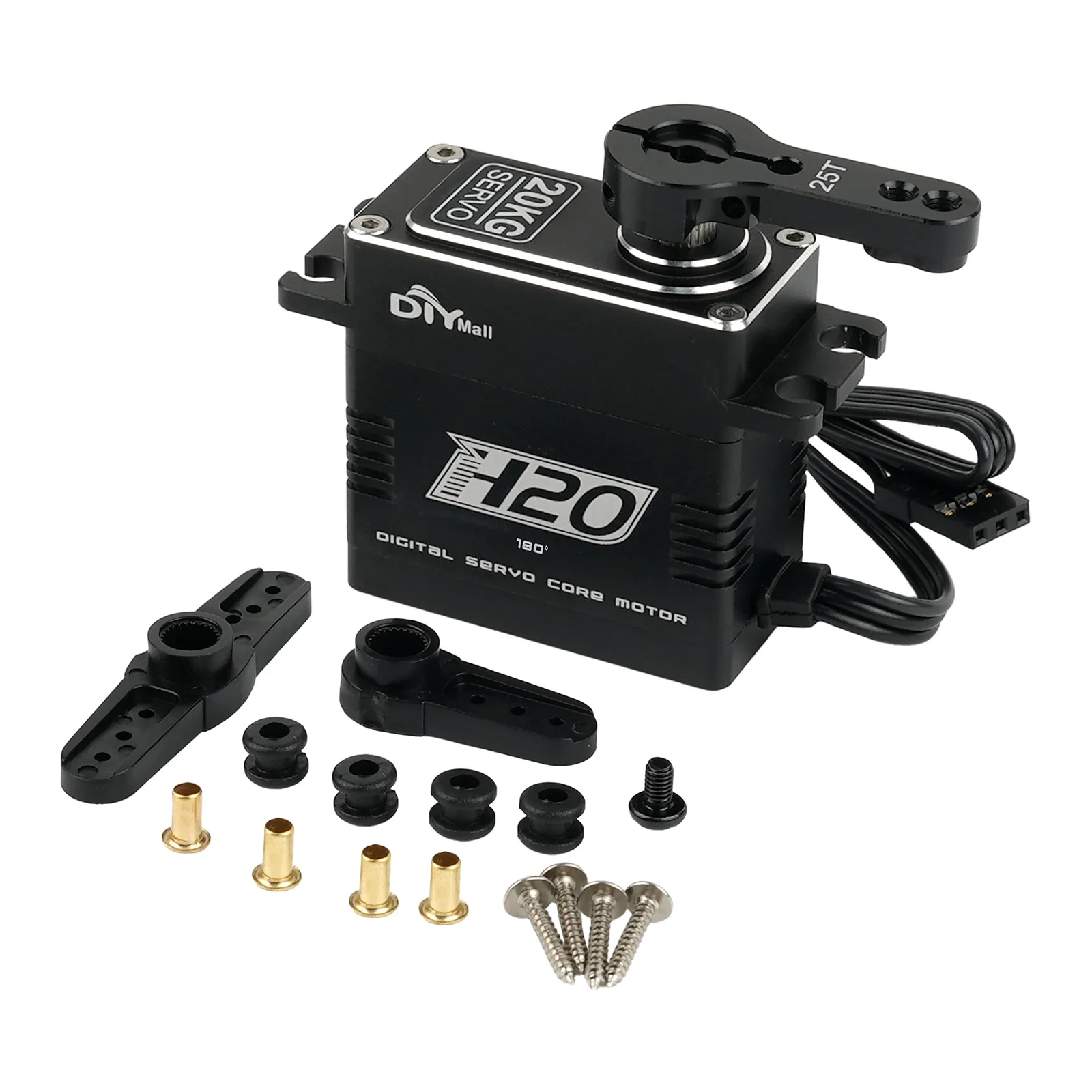 BLS-H20 디지털 서보 모터 20KG 고토크 메탈 기어 1/8 1/10 1/12 RC 자동차 로봇 헬리콥터 180 °   270 °   360 °   조절 가능