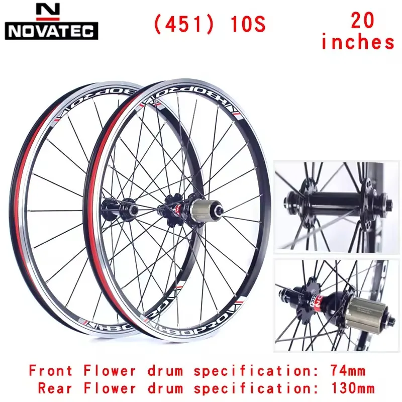 Novatec 20 Inch Vouwfiets Wielset Aluminium Velgen A271F372SB V Brake 4 lager 7-11Speed 20/24 H Fietswielen