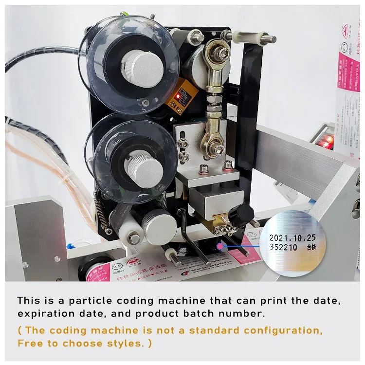 Semi Automatic Labeling Machine For Bottles Sticker Roll Label With Date Printer