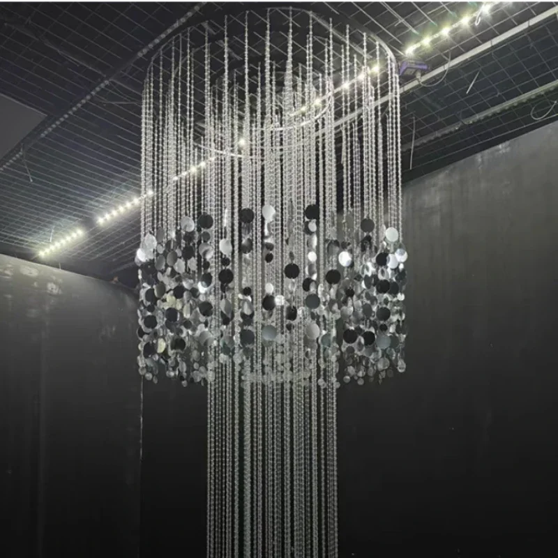 3Pcs Circular Acrylic Pendant Bead Chain Xmas Wedding Banquet Ceiling Drape Flower Arch Aisle Hanging Decor Ornaments